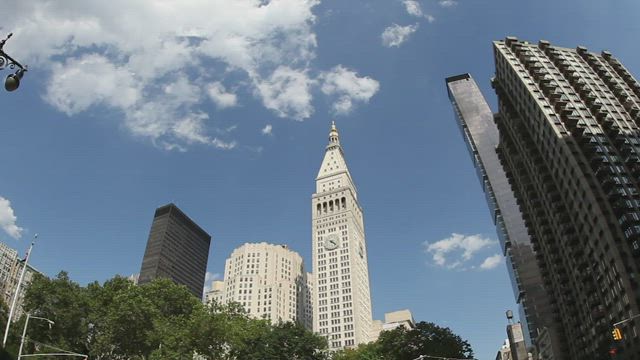 Looking up from Madison Square Park.