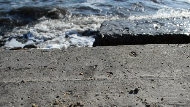 Stone slabs by the coast.