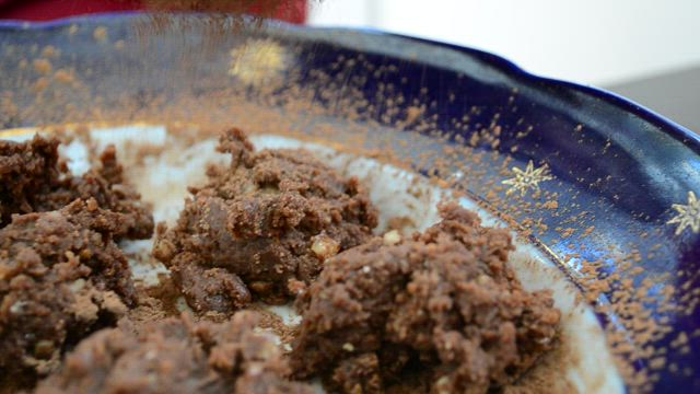 Truffles with chocoate.