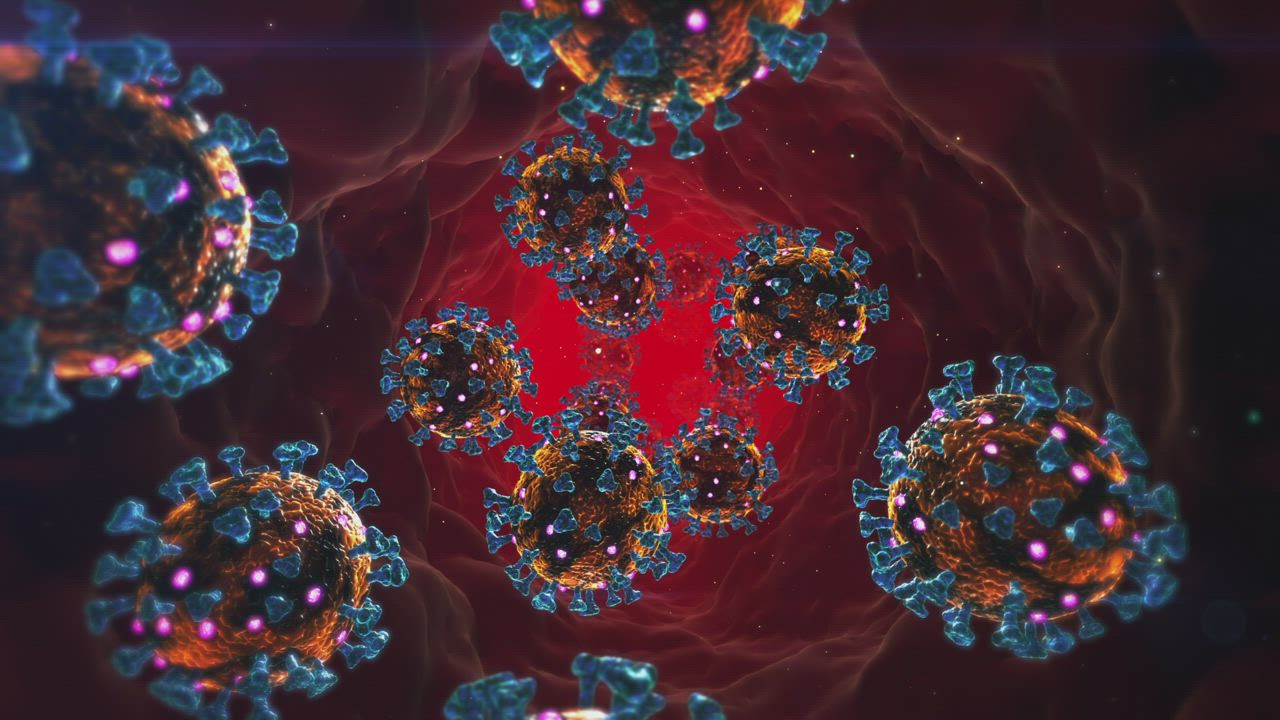 3D animation of a bloodstream with viruses - Free Stock Video