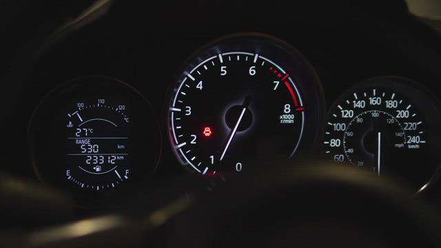 Speedometer of an accelerating car.