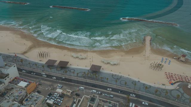 Traffic by the ocean in Tel Aviv.