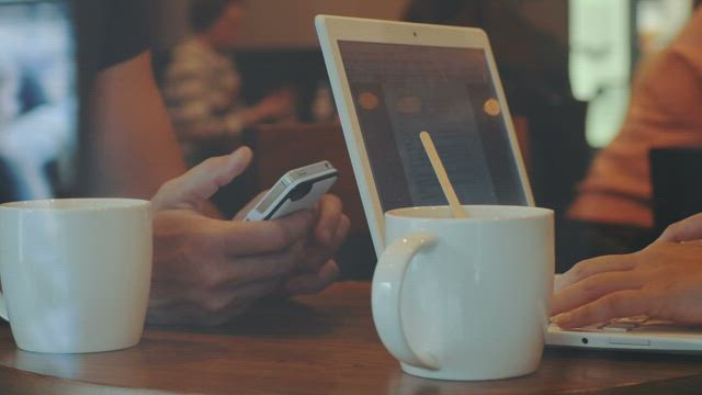 Working from a cafe during lunch.