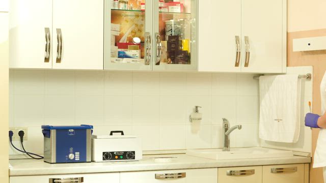 Cleaning cosmetic equipment.
