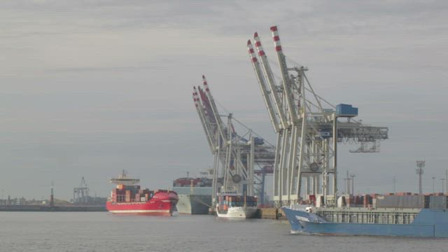 Large ships in Hamburg.