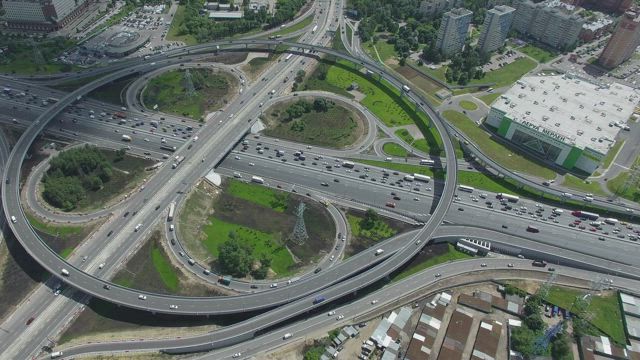 Winding roads in a city.