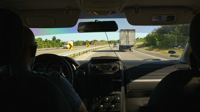 Driving along rural country roads.