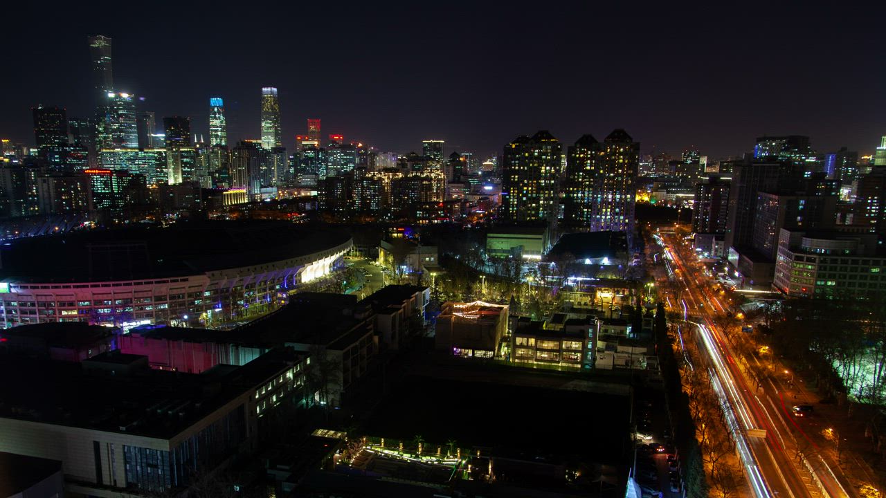 Beijing cityscape at night - Free Stock Video