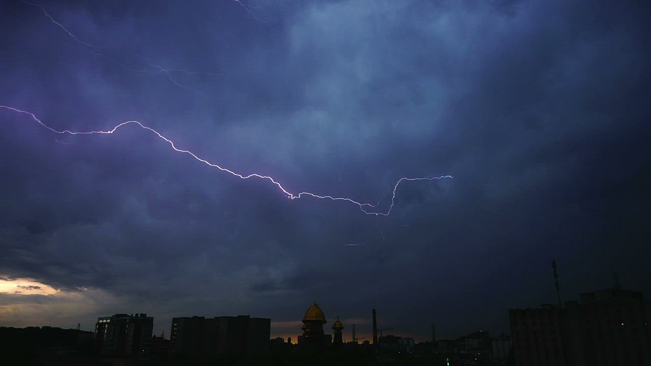 Lightning cutting through the clouds - Free Stock Video