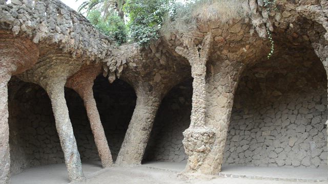 Gaudi stone columns.