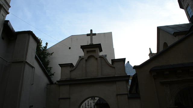 Church building with a cross.