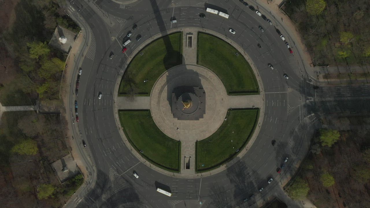 Roundabout in an aerial slow motion shot - Free Stock Video