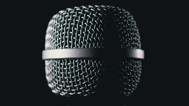 Microphone close up spinning.