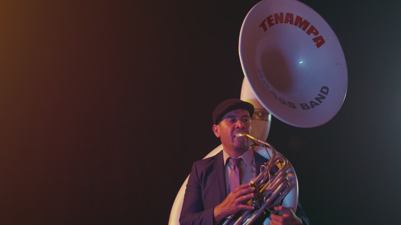 Elegant musician playing the trombone - Free Stock Video