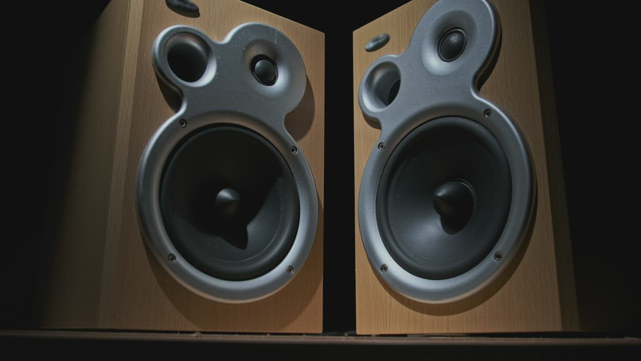Audio speakers vibrating from sound - Free Stock Video