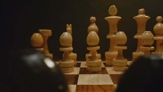 Chessboard in a close view from side to side.