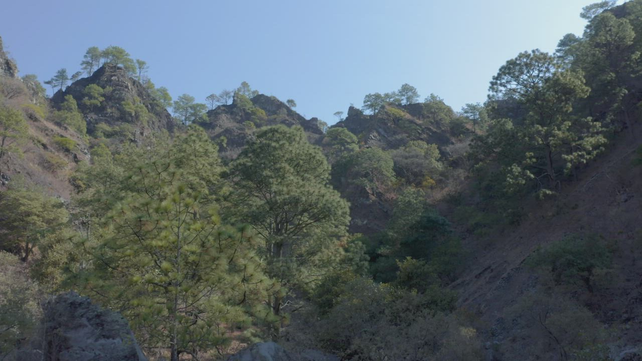 Journey between rocky mountains in an arid environment - Free Stock Video