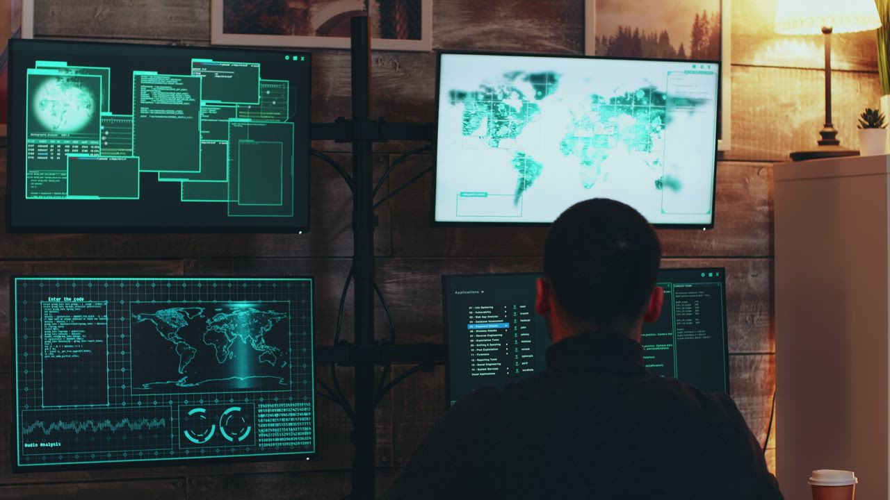 Hacker team working together - Free Stock Video