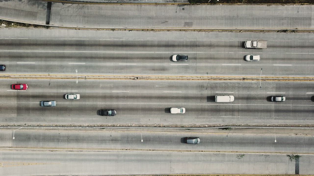 Highway traffic seen through drone - Free Stock Video