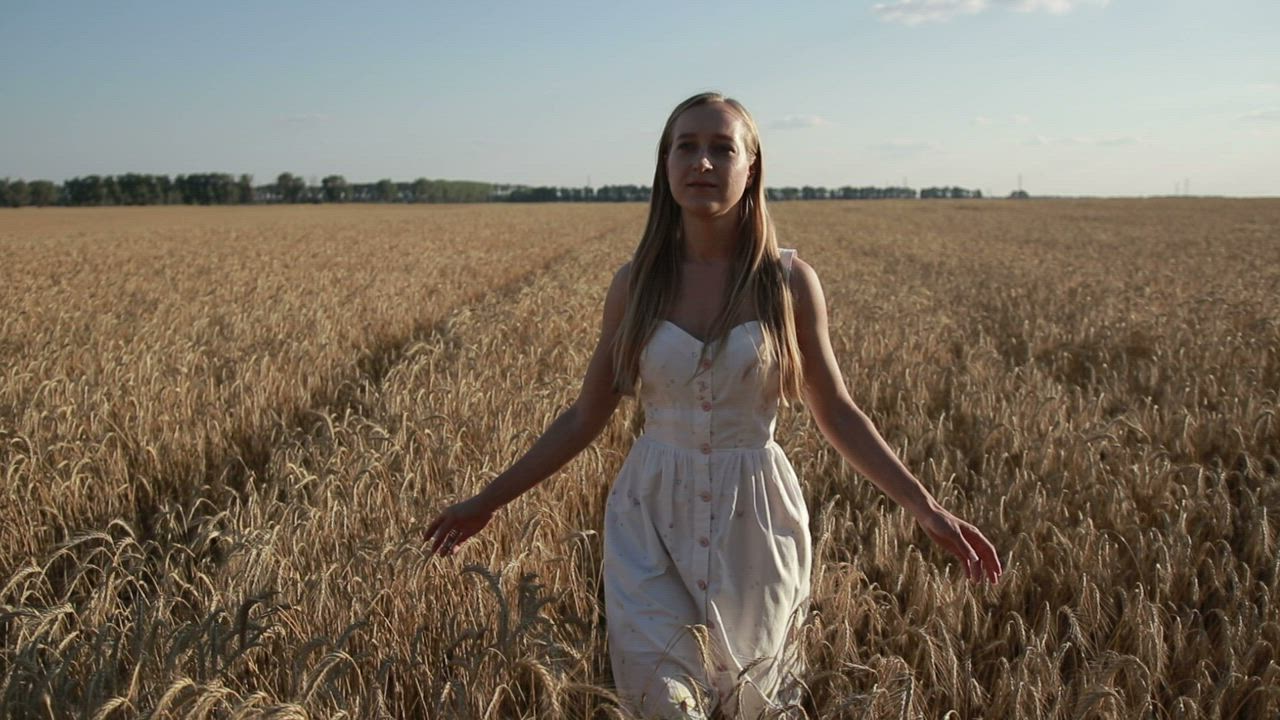 Woman walking in a wheat field - Free Stock Video