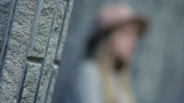 Woman smoking a cigarette.