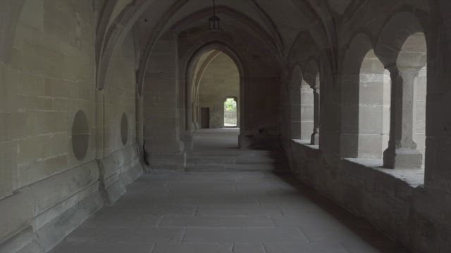 Inside the ancient monastery .