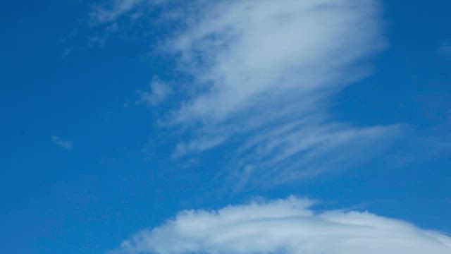 Clouds in the blue sky .