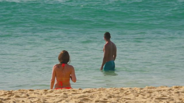 Couple enjoying the tropical beach.