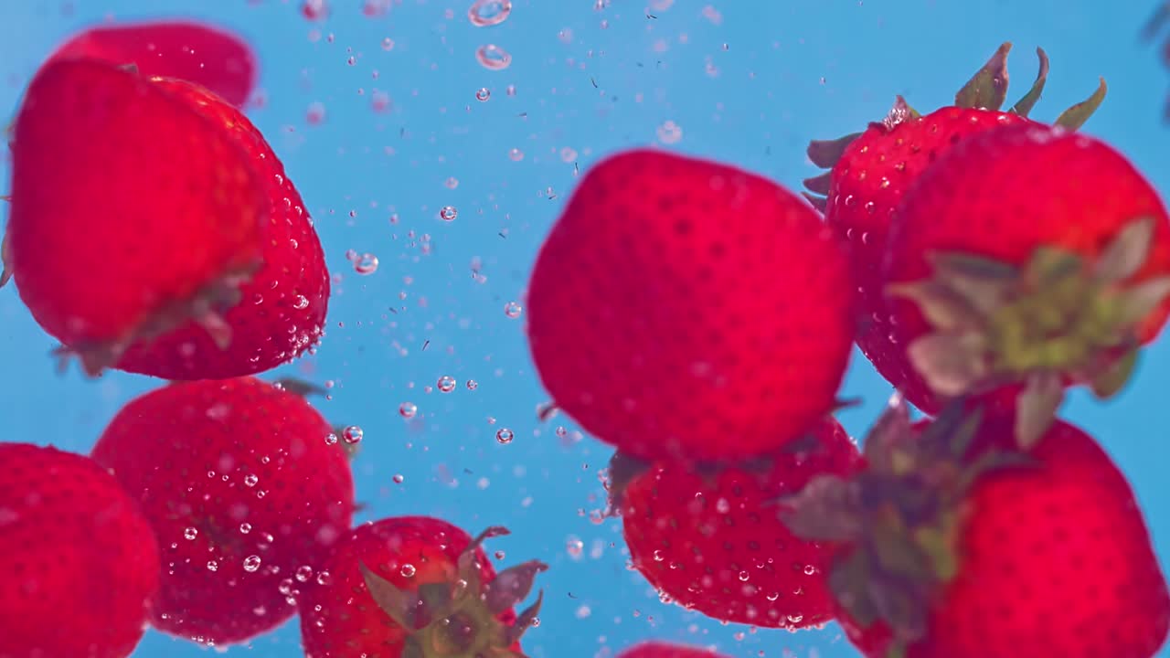 Reverse Splash of Strawberries - Free Stock Video