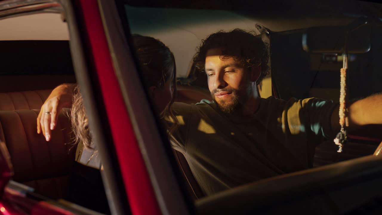 Couple in Loving Gaze Before Kiss.