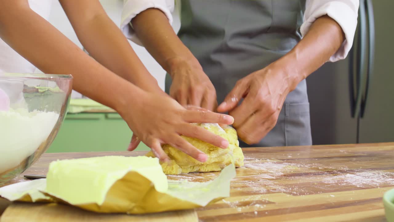 Mom and Girl Baking Cookies Together.